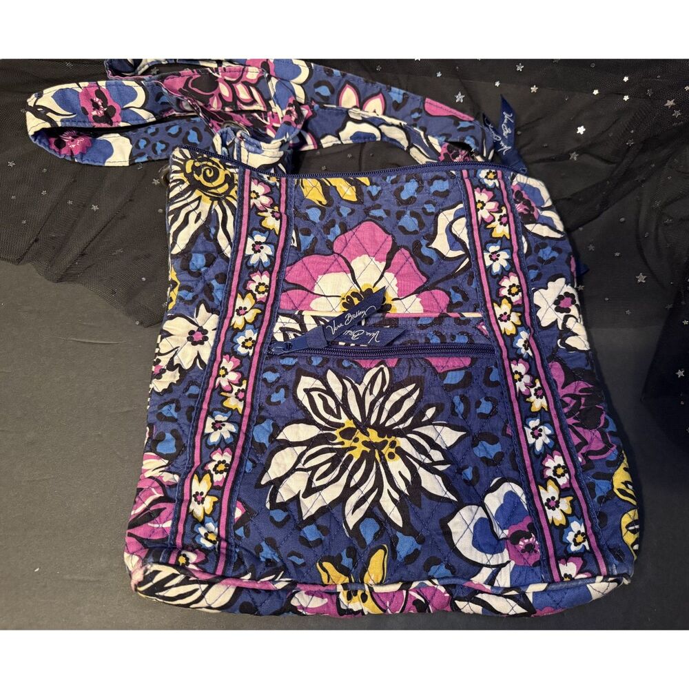Vera Bradley African Violet Crossbody Purse Quilted Cotton Floral Hipster Bag